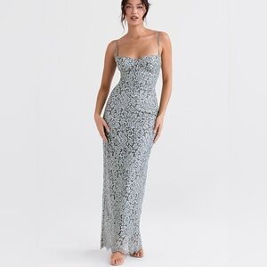 House of CB Maxi Dress Corset Style  Katja Size S Blue